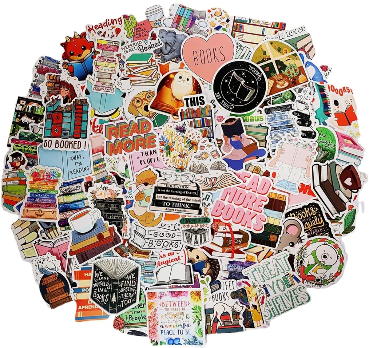 100PCS Motivational Reading Stickers - Waterproof Vinyl Stickers for Journaling, Planners, Water Bottles, Laptops & Kids | Trendy Decorative Stickers for School, Office & Daily Inspiration
