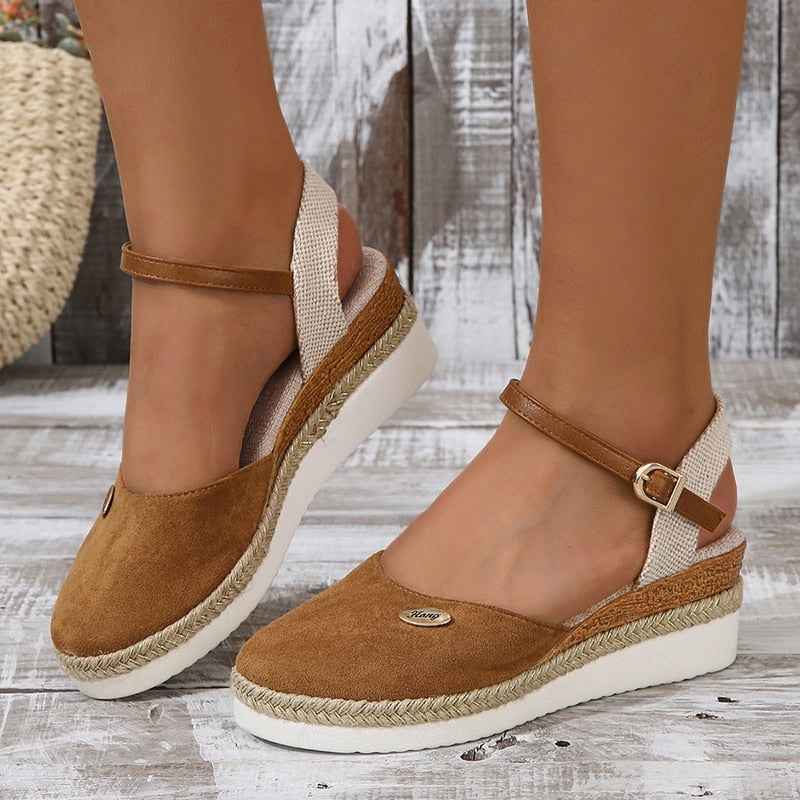 Women's Closed Toe Wedge Sandals - Summer Buckle Strap Gladiator Shoes Fashion Espadrilles Platform Sandals for Women | Perfect for Beach, Vacation, and Casual Outings