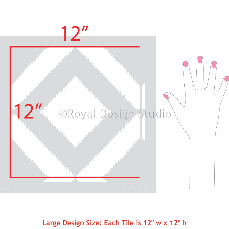 Bird's Eye Ikat Tile Stencil - DIY Home Decor, Wall & Floor Tile Painting Template for Creative Projects