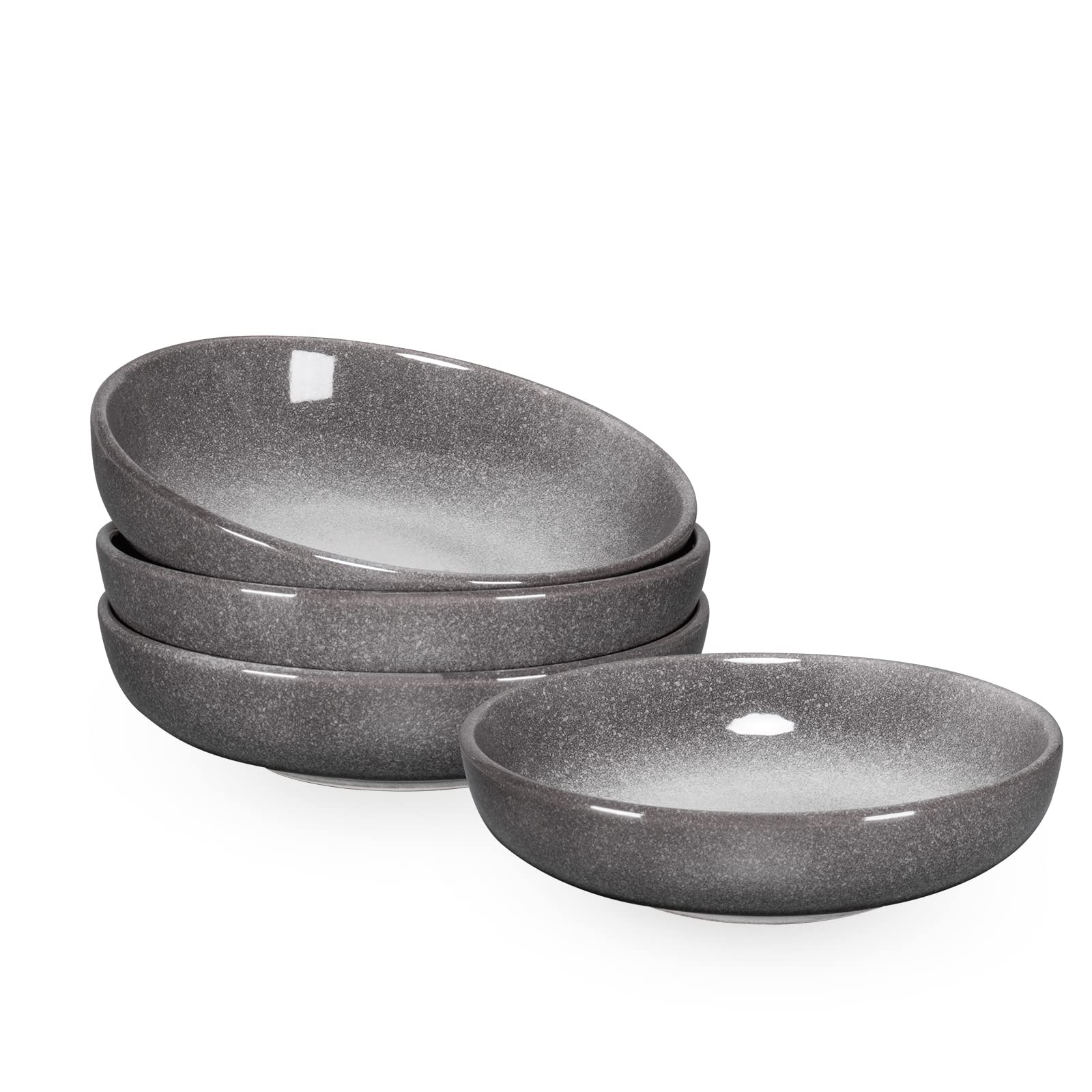 HENXFEN LEAD 27oz Ceramic Pasta Bowls Set of 4 - 8 Inch Stoneware Serving Dishes for Salad, Pasta, Soup | Microwave, Dishwasher & Oven Safe | Perfect for Family Dinners, Restaurants & Entertaining (Gray)