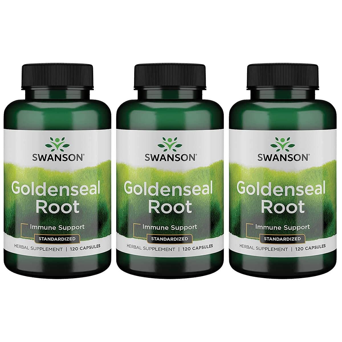 Swanson Goldenseal Root Extract Supplement - 5% Alkaloids for Immune Support & Wellness - 120 Capsules (125mg Each) 3 Pack - Herbal Remedy for Cold, Flu & Digestive Health
