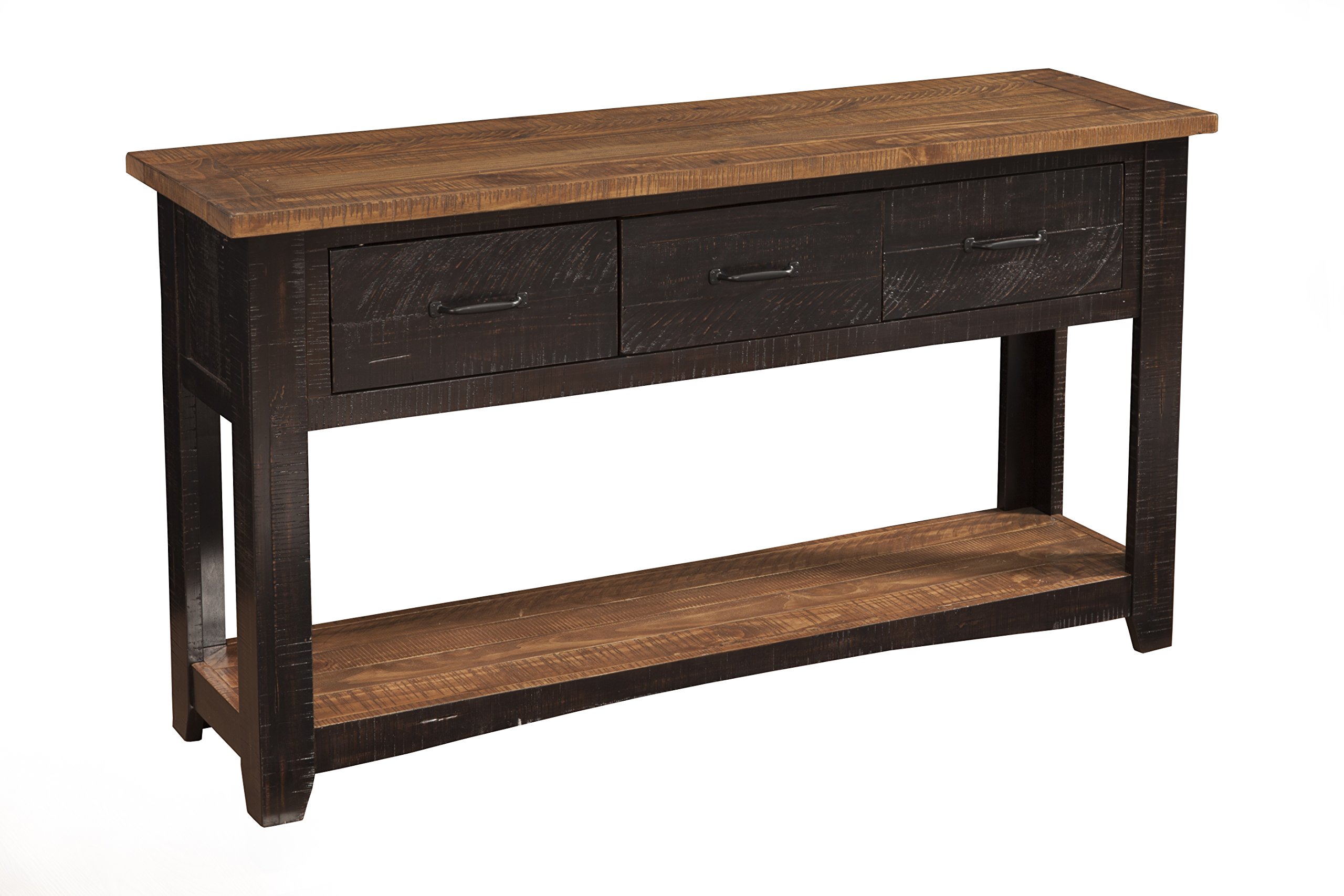 Martin Svensson Home Rustic Sofa Table - Antique Black & Honey Tobacco Finish - Farmhouse Living Room Console Table for Entryway, Hallway & Behind Couch Decor