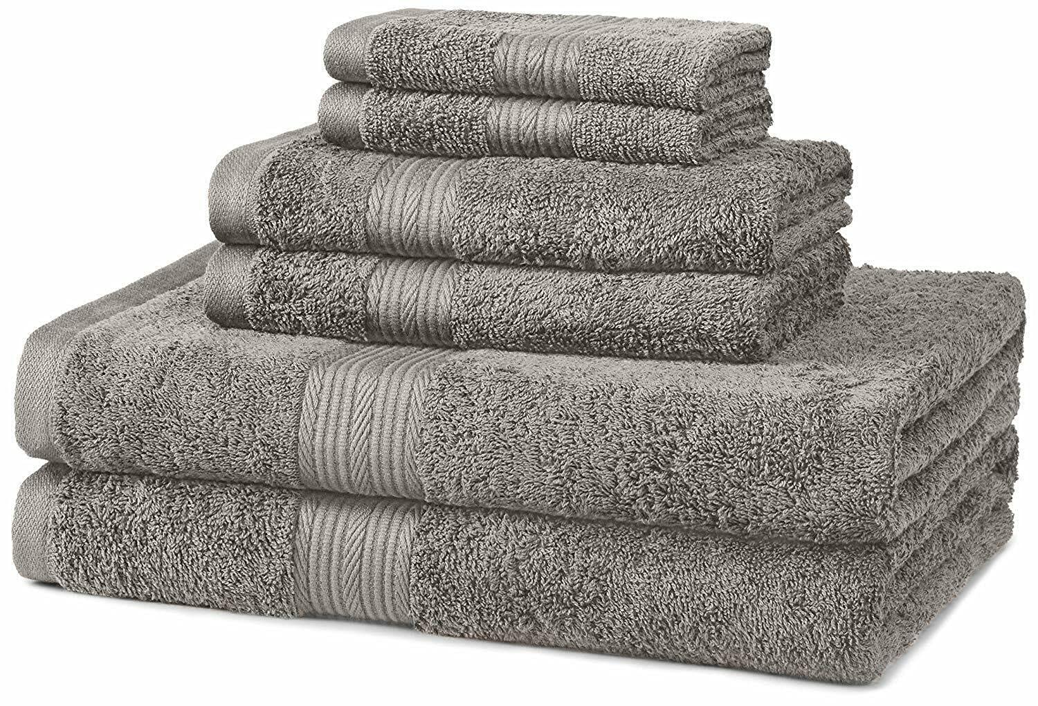 Premium 6-Piece 100% Cotton Bath Towel Set - Soft Grey Bath Sheets & Hand Towels for Spa, Gym, Beach & Luxury Bathroom Decor