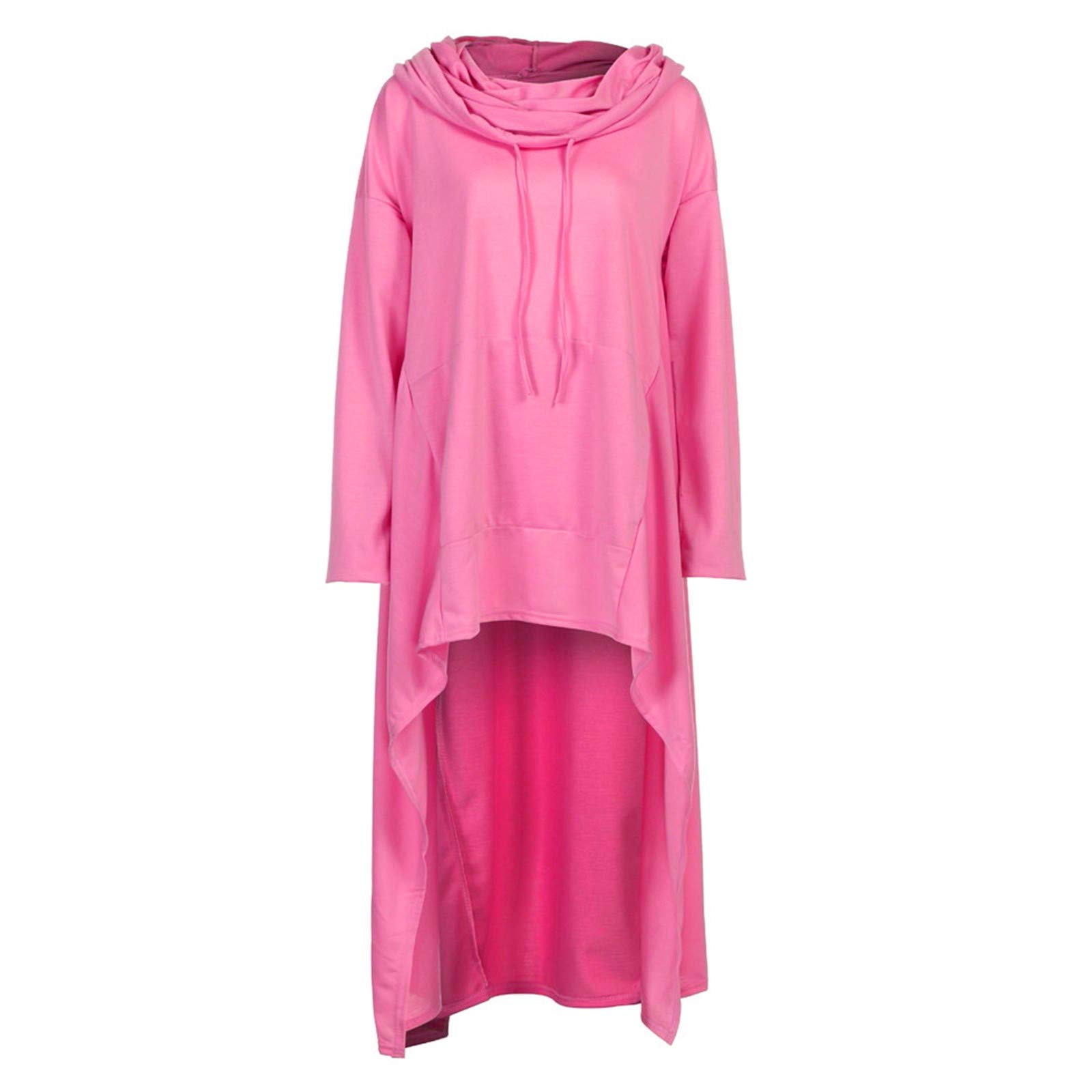 Women's Long Sleeve Tops - Solid Color Irregular Hem Sweatshirt Hoodie & Blouse Sweater for Casual Wear, Layering, and Outdoor Activities