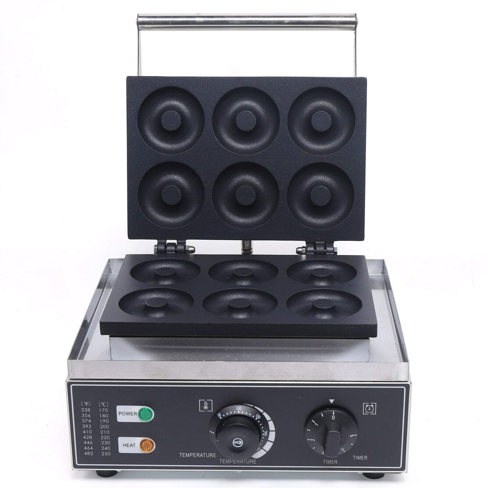Ethedeal Commercial Electric Donut Maker Machine - 110V 1550W Large 7.5cm Doughnut Baker with 6 Grids for Home, Bakery & Cafe Use | Perfect for Breakfast, Parties & Business