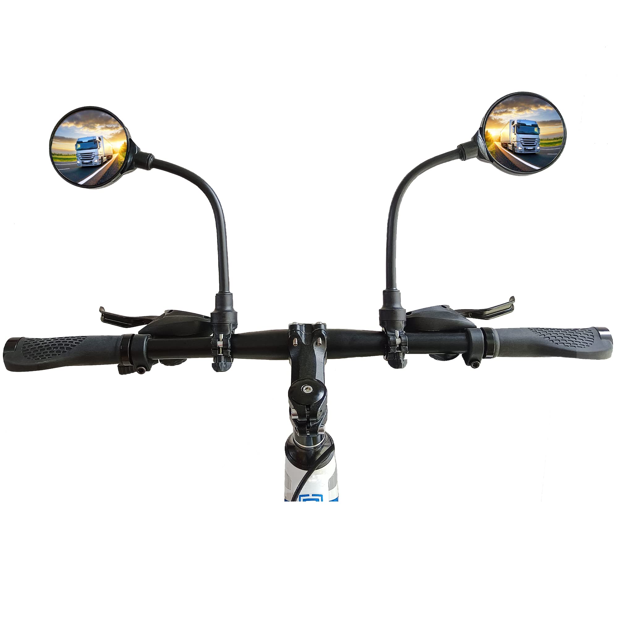 2 Pack Adjustable Bike Mirrors - Handlebar Mount Rearview Mirrors for Bicycles, E-Bikes & Scooters - Acrylic Convex Round Design for Enhanced Safety - Perfect for Commuting, Road Cycling & Urban Riding