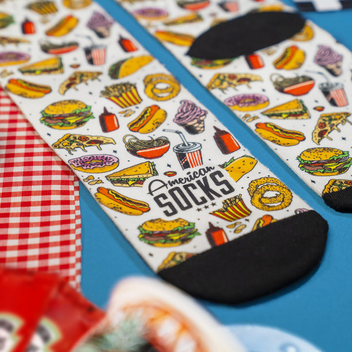 American Socks Signature Junk Food Mid High Crew Socks - Comfortable Novelty Socks for Men & Women - Perfect for Casual Wear, Gifts, and Pop Culture Fans