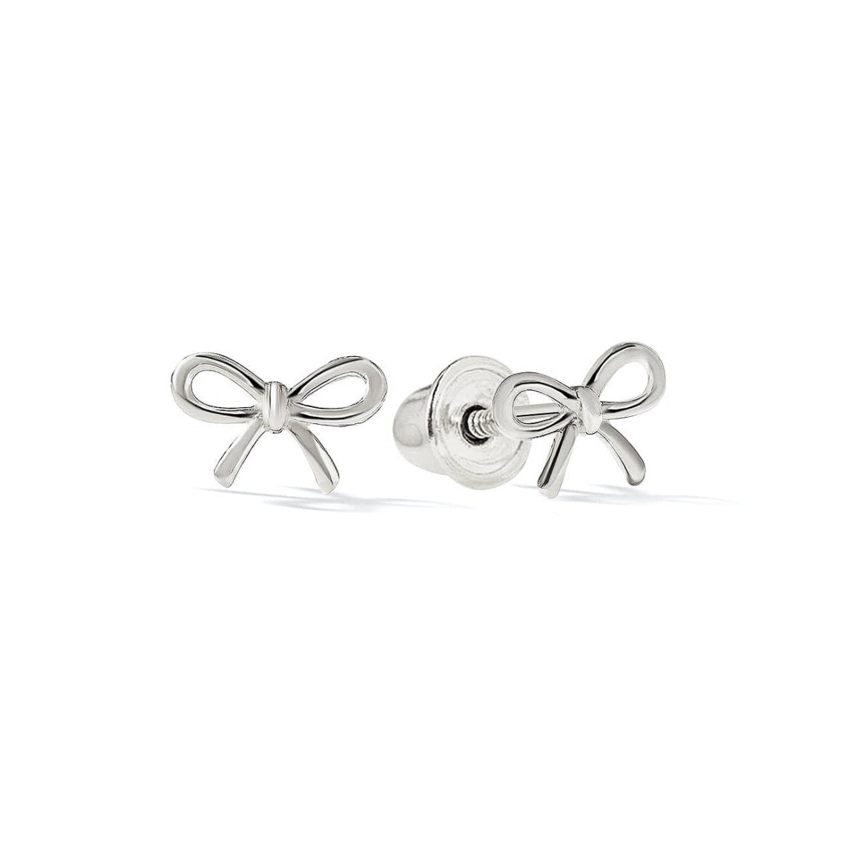 14K White Gold Bow Stud Earrings for Women - Elegant & Dainty Jewelry Gift for Bridesmaids, Girlfriend, or Everyday Wear