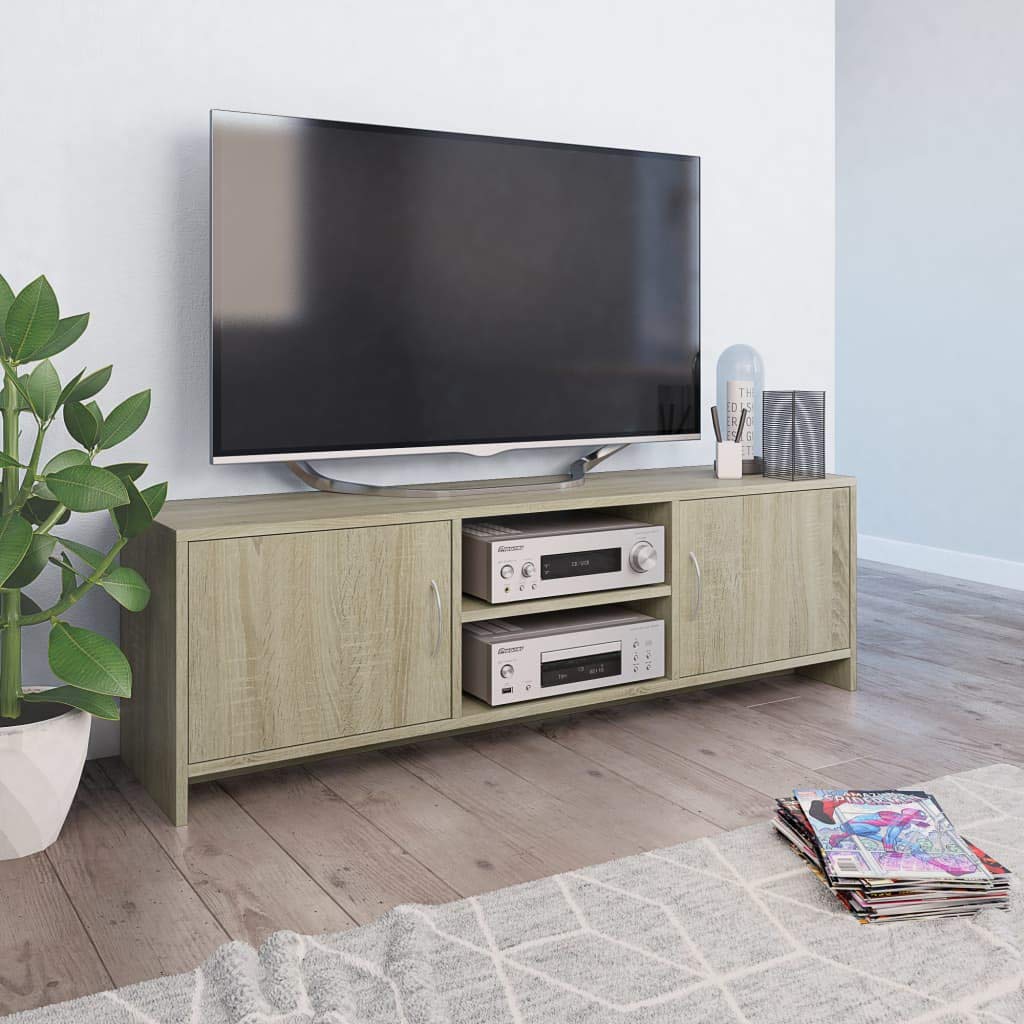 Modern TV Stand with Cabinet - Minimalist Design Entertainment Center for Living Room, Bedroom - Sturdy Chipboard Construction - Perfect for Home Theater & Media Storage