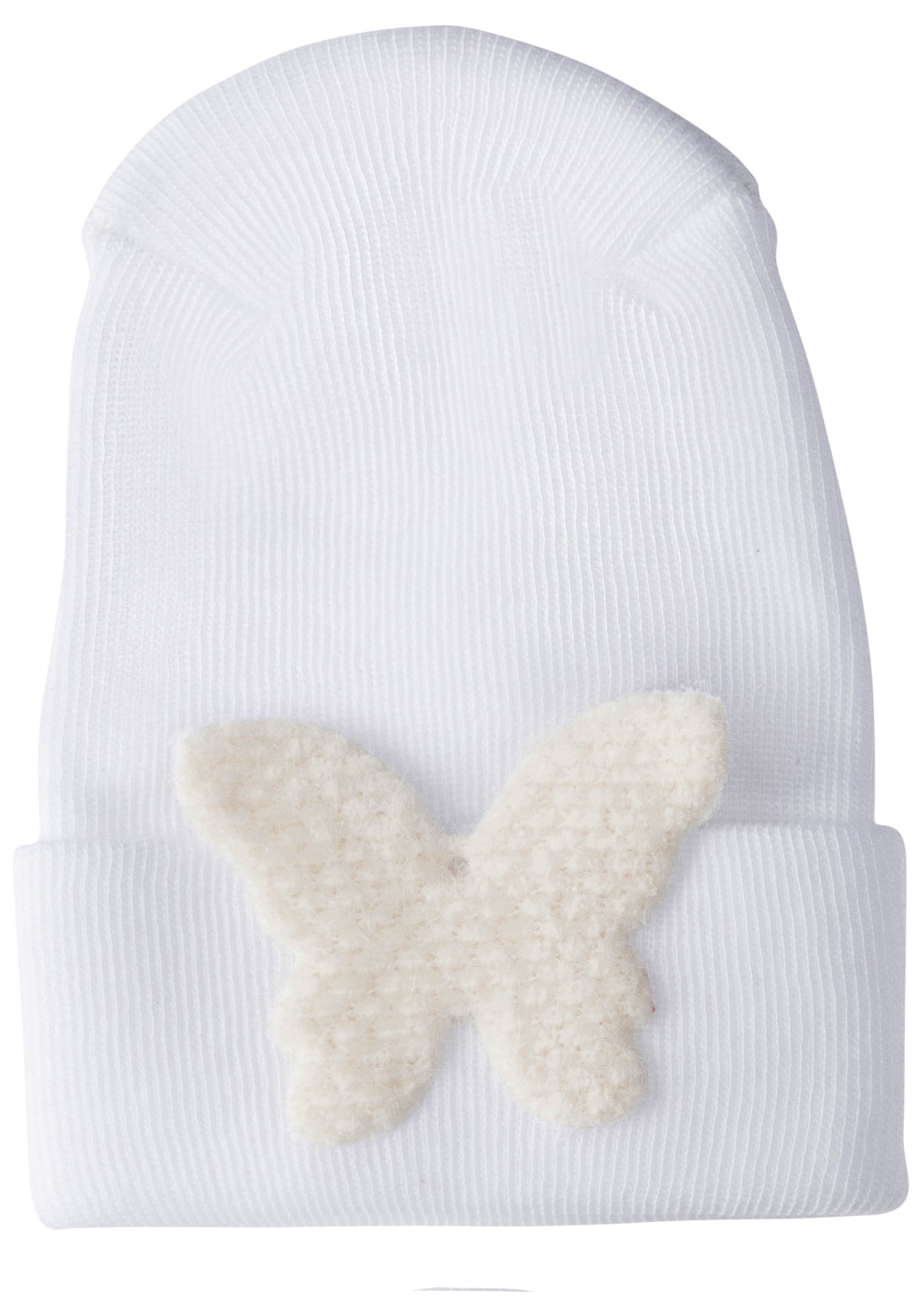 Adorable Newborn Baby Hospital Hat - Soft Fuzzy Ivory Butterfly Design for Infants & Toddlers | Perfect for Birth Photos, Baby Showers, and First Outfits