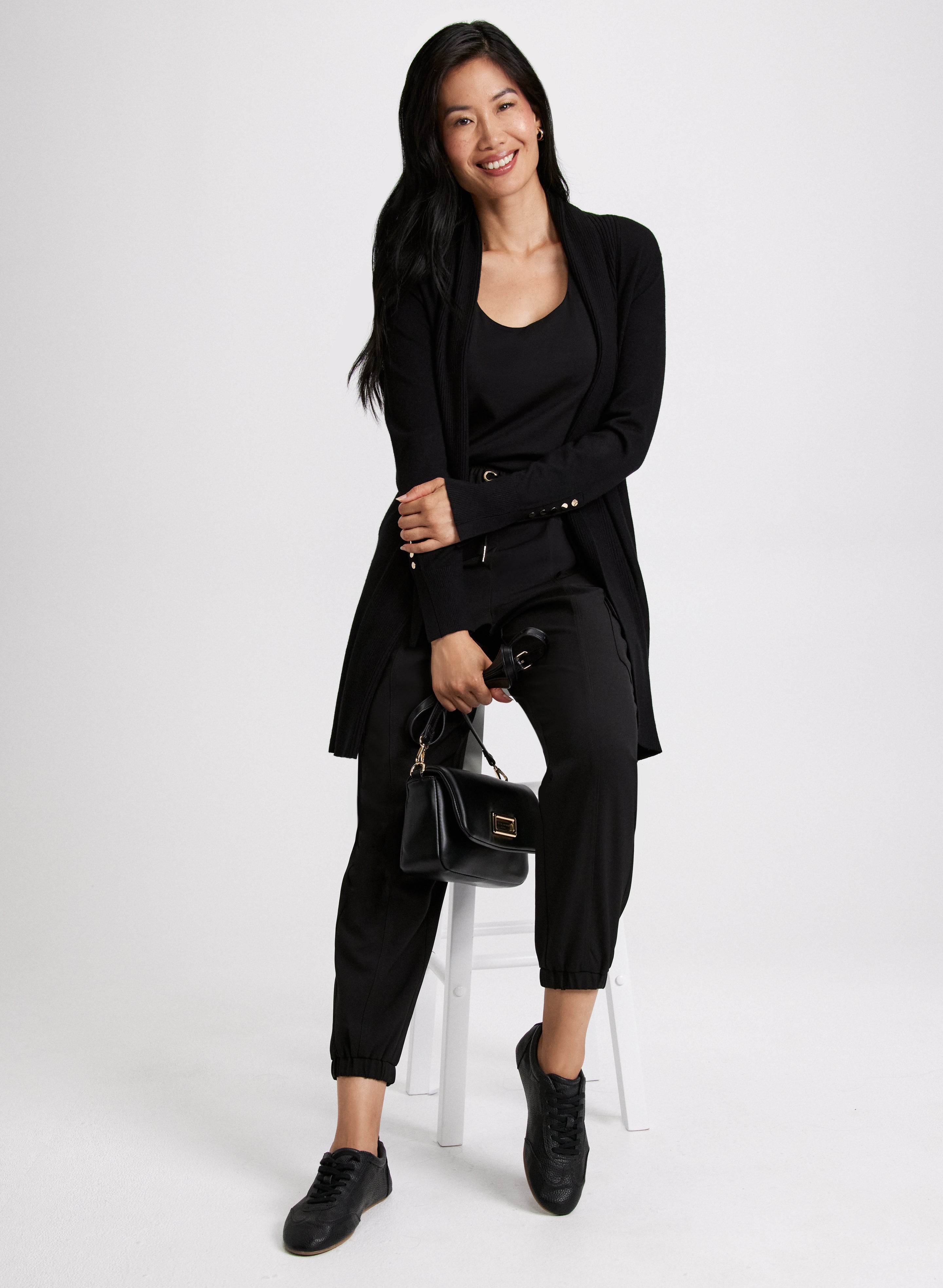 Stylish Button Detail Cardigan & Cargo Pants Set for Women - Cozy Fall Outfit for Casual Wear, Office, and Date Nights