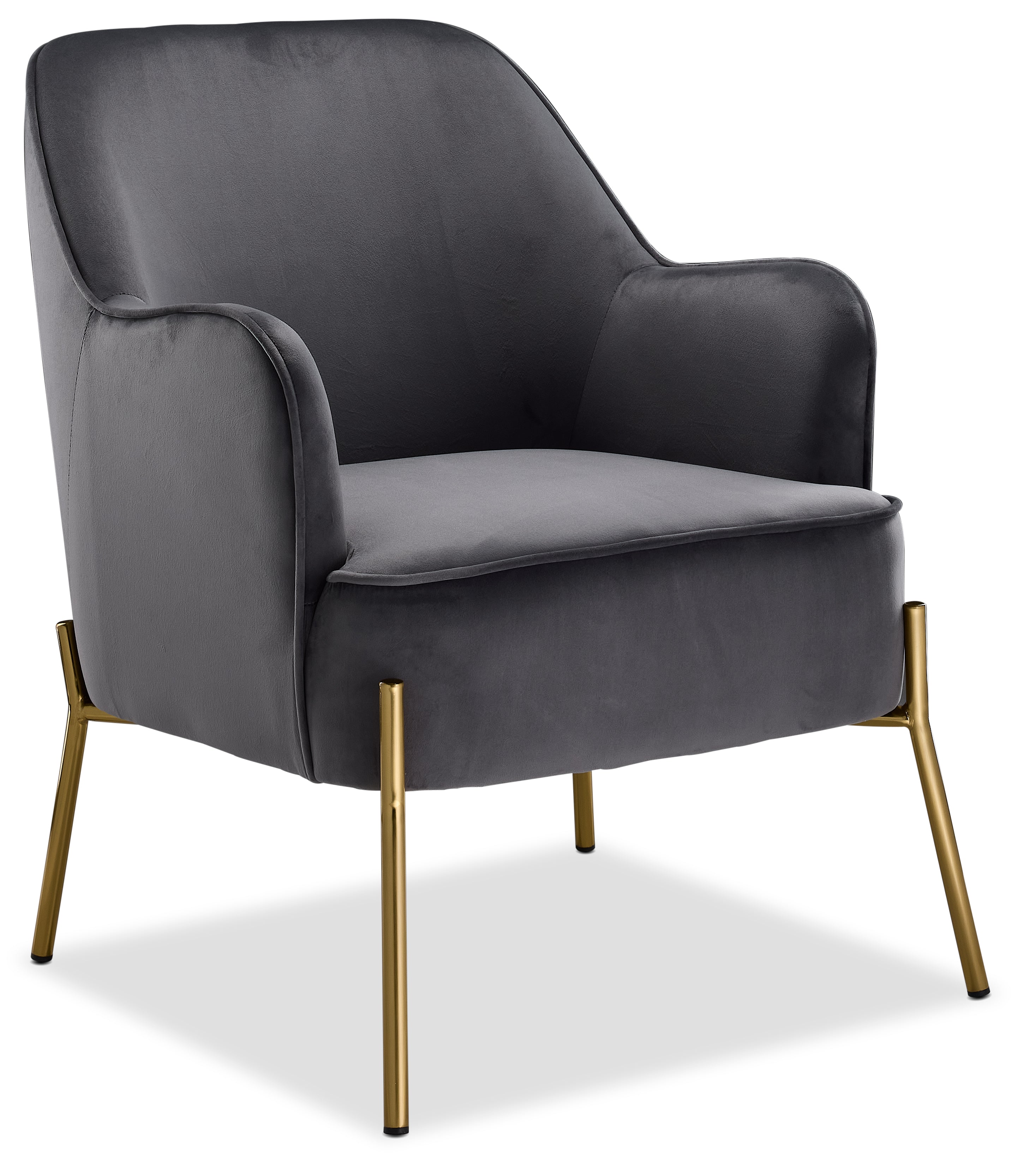 Charisma Accent Chair Grey - Modern Upholstered Lounge Chair for Living Room, Bedroom & Office - Comfortable Reading Chair with Sturdy Metal Legs
