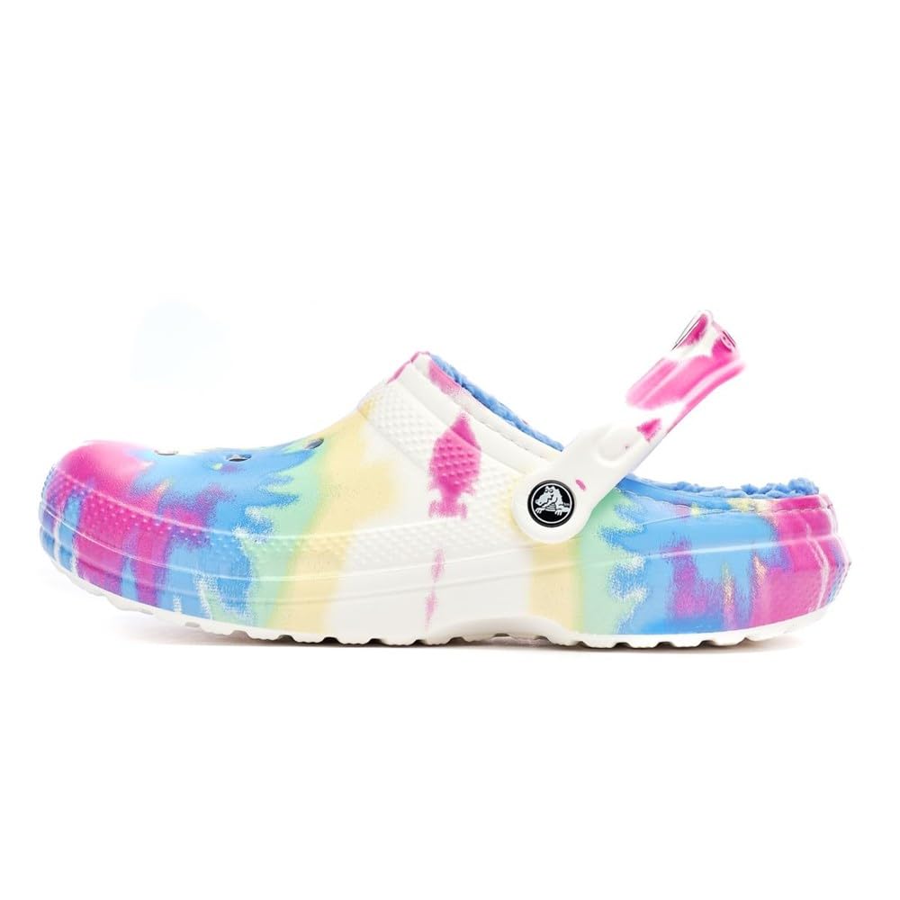 Crocs Unisex Kids Classic Lined Tie-Dye Clog Shoes - Comfortable & Warm Winter Slippers for Boys & Girls - Perfect for Indoor & Outdoor Play, School, and Home Use
