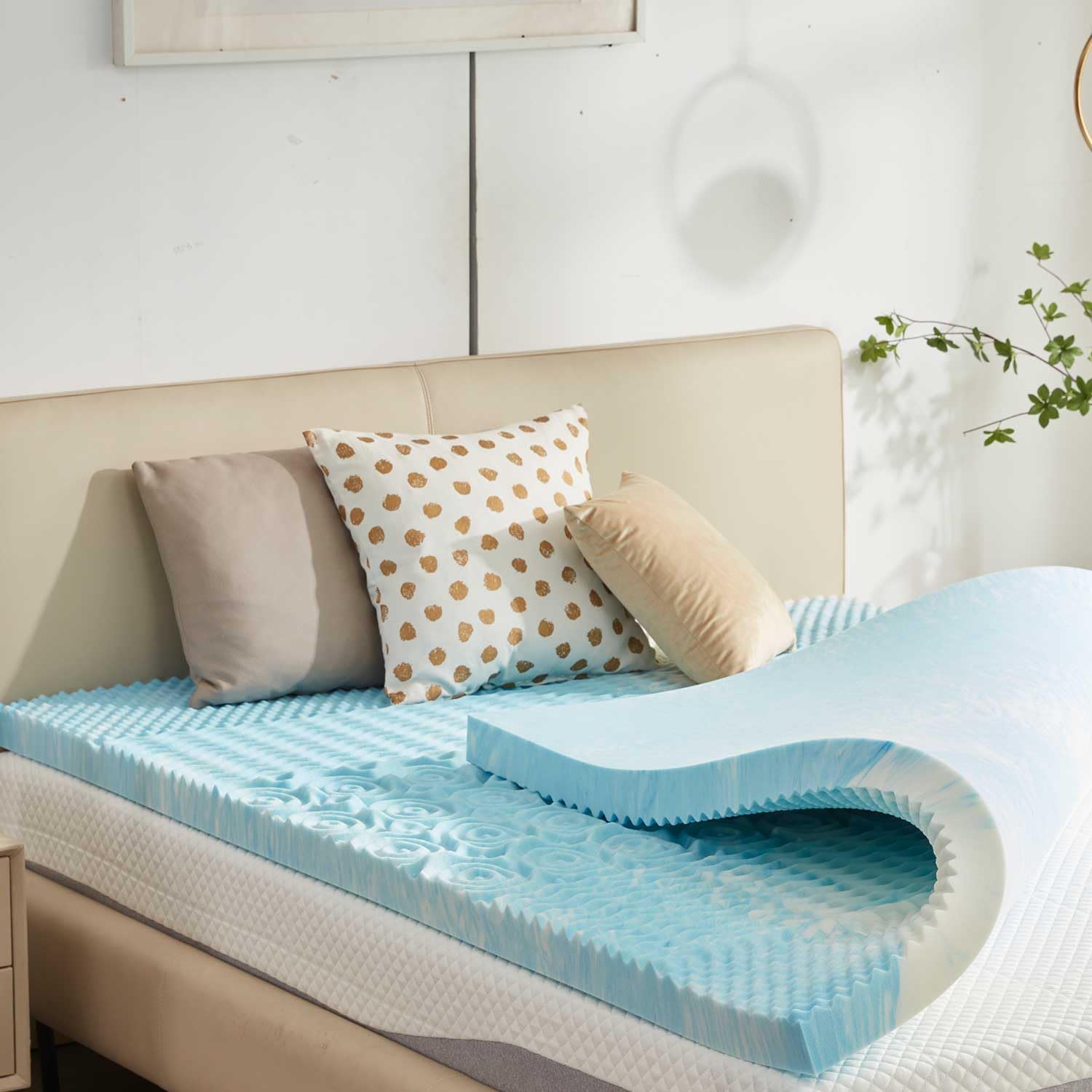 SINWEEK 3 Inch Memory Foam Mattress Topper Twin XL - CertiPUR-US Certified Cooling Mattress Pad for Pressure Relief - 39x80 Inches Blue - Perfect for College Dorm Beds, Guest Rooms & Single Beds