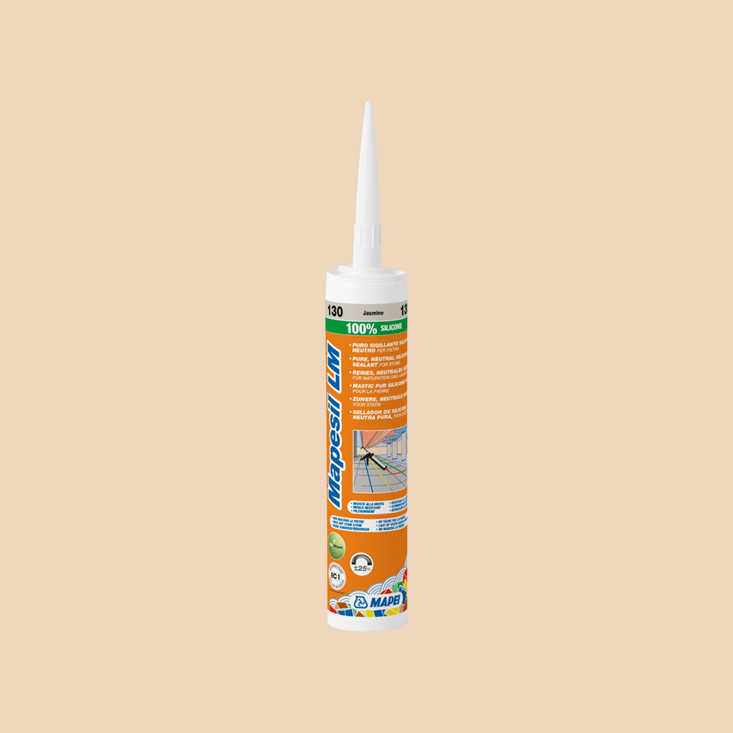 Mapei Silicone LM 132 310ml Beige - Premium Sealant for Bathrooms, Kitchens & Windows - Waterproof & Mold Resistant Adhesive for Home Repairs & DIY Projects
