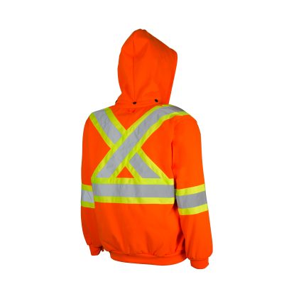 GROUND FORCE High Visibility Traffic Hoodie with Detachable Hood TH3 - Reflective Safety Workwear for Construction, Road Crew & Nighttime Outdoor Activities