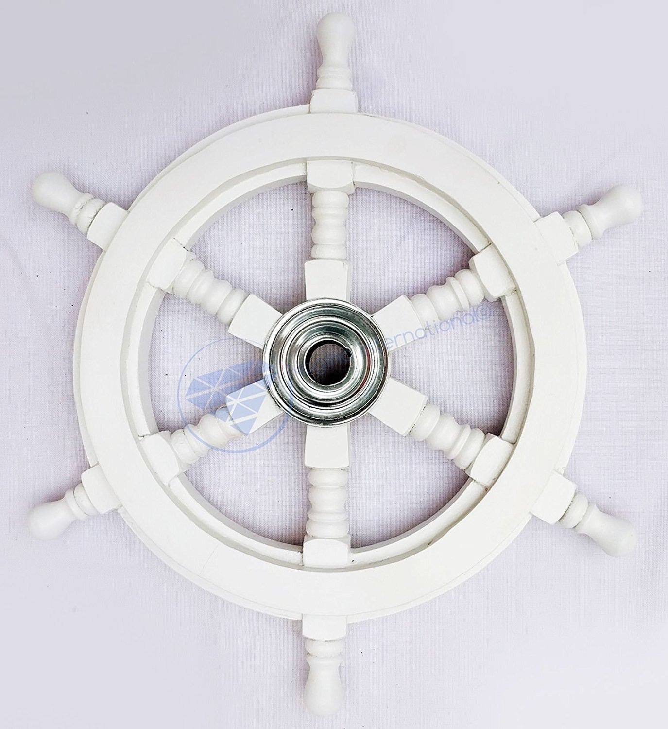 Nagina International Handmade Aluminum Nautical Ship Wheel - 30 Inch Matte White Antique Maritime Decor | Perfect for Coastal Home Decor, Beach House Wall Art, and Nautical Themed Gifts