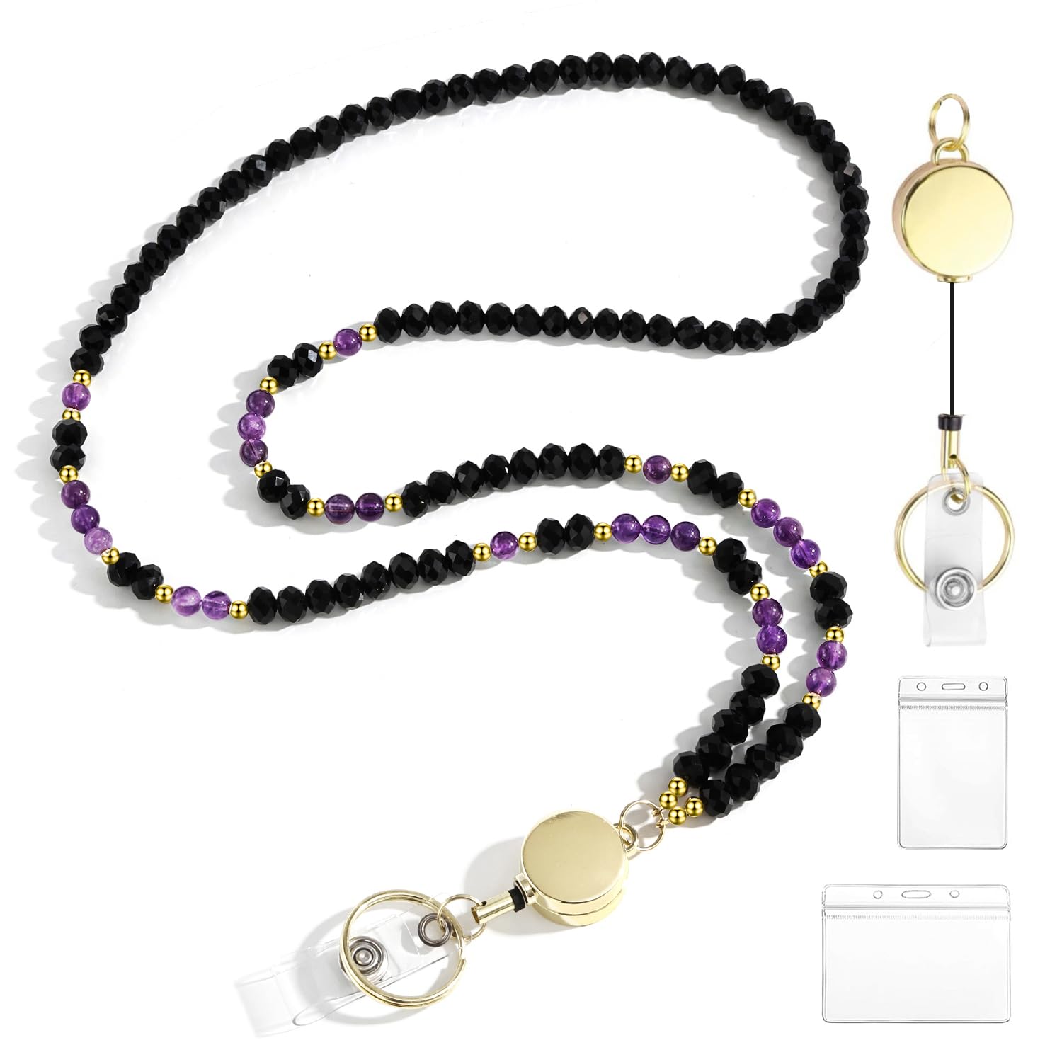 Crystal Beaded Lanyards for Women - ID Badge & Keys Holder for Teachers