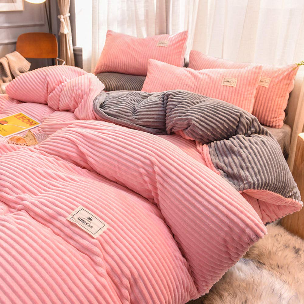 Premium Flannel Duvet Cover Set - 4 Piece Double-Sided Coral Fleece & Velvet Winter Bedding for 1.2m Bed (Jade Silver Gray) - Ultra Soft & Warm for Cozy Nights, Guest Rooms & Winter Comfort