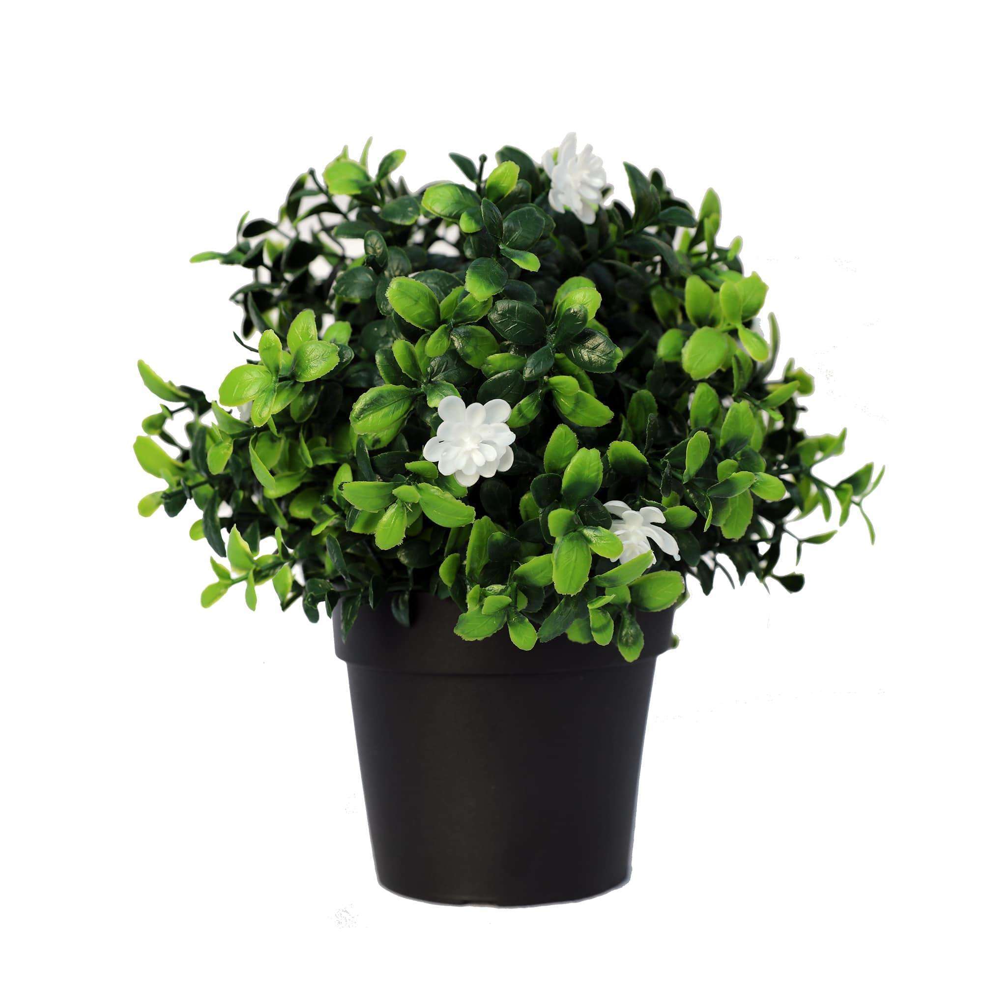 UV Resistant 20cm Small Artificial Boxwood Plant in Pot - Perfect for Home Decor, Office Desk, and Indoor Greenery