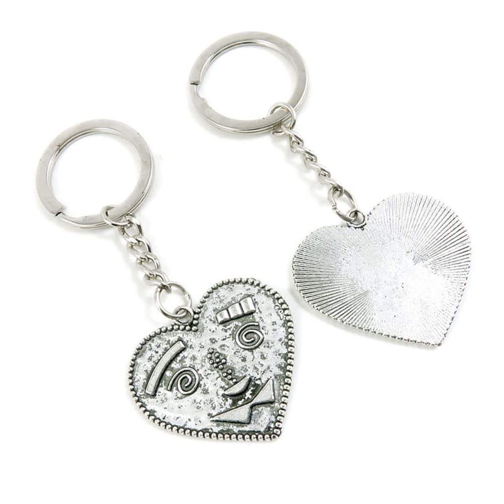 100 Pcs Bulk Keychain Rings - Cute Cartoon Face & Love Heart Key Ring Charms for Keys, Bags, Backpacks - Durable Keychain Supplies for Home, Office, School, Gifts (K7JT5J)