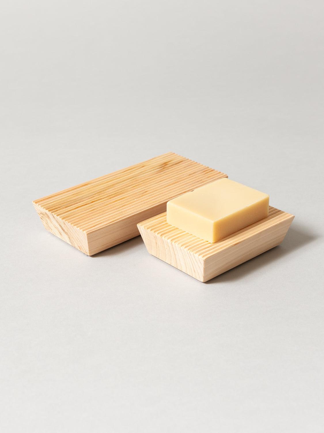 Hinoki Wood Soap Dish - Eco-Friendly Bamboo Soap Holder for Bathroom, Kitchen Sink | Natural Wooden Soap Saver with Drainage | Perfect for Spa, Vanity, Shower & Countertop Organization