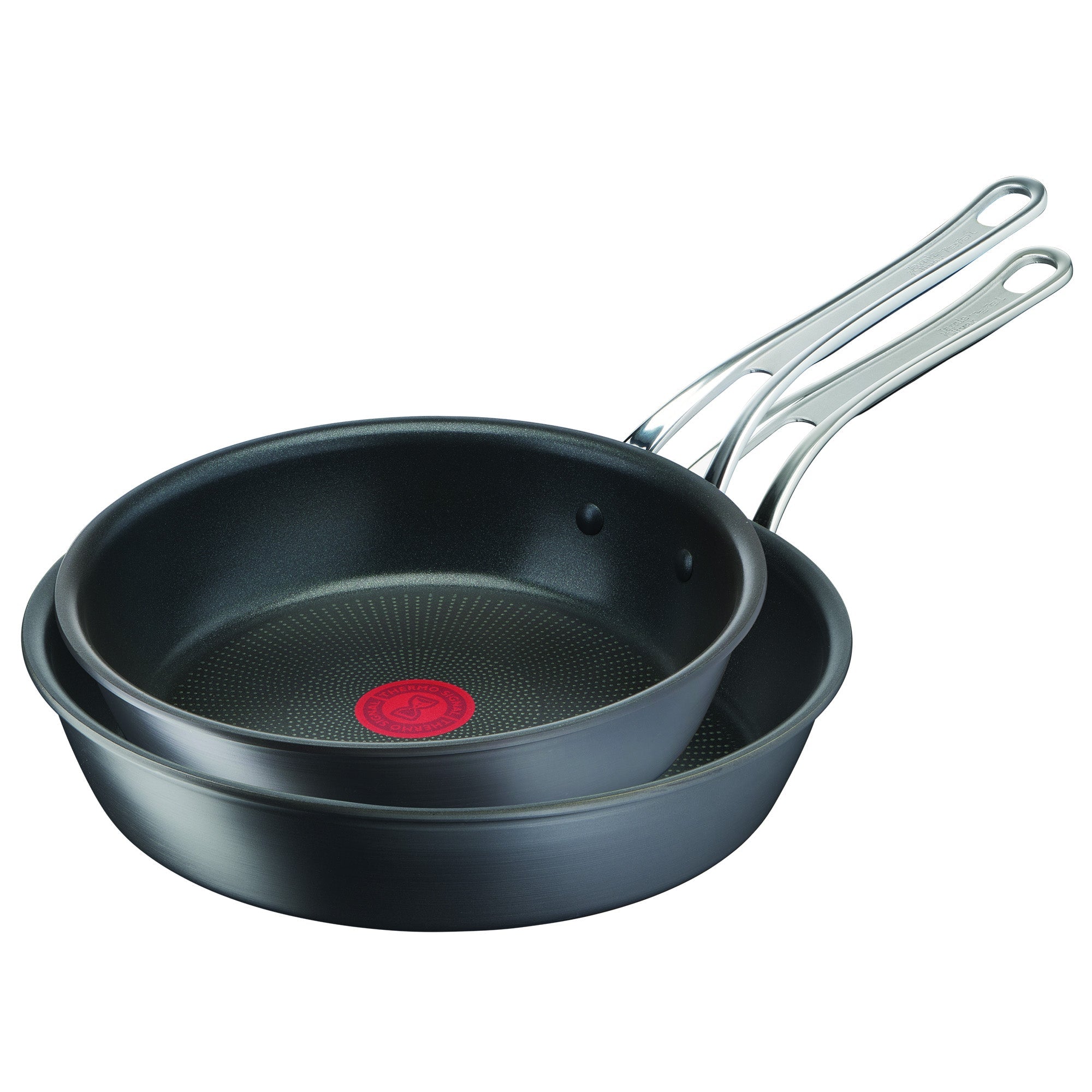Tefal Jamie Oliver Cooks Classic Non-Stick Induction Hard Anodised Twin Pack Frypan Set - 24cm & 28cm - User Manual & FAQs Included - Perfect for Home Cooking & Professional Kitchens
