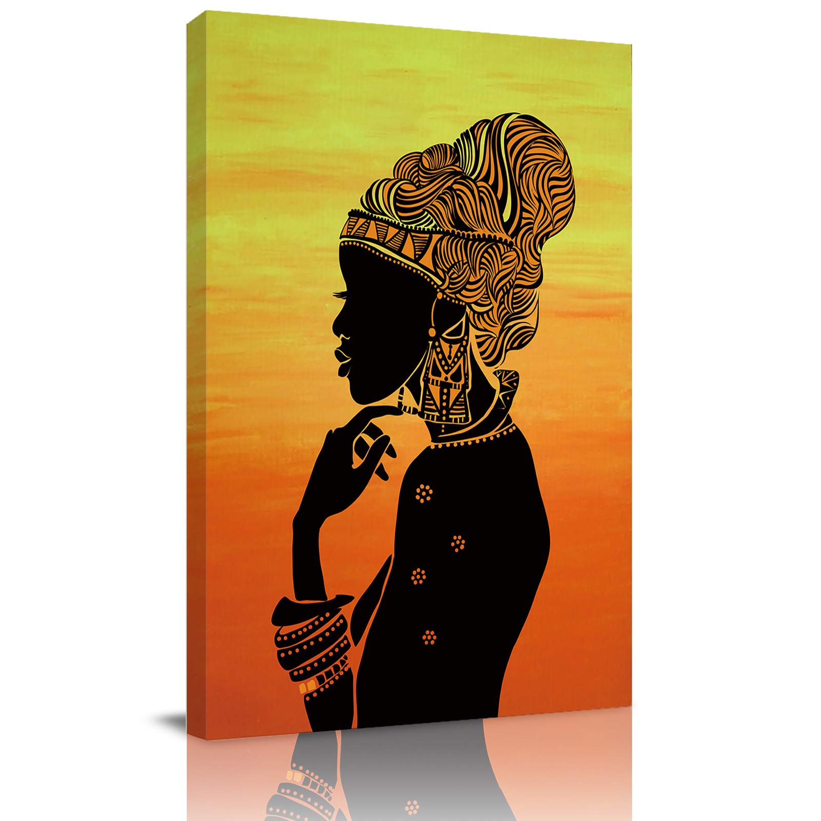 African American Woman Wall Art - 16x24 Inch Framed Canvas Painting, Black Girl Portrait for Home Decor - Perfect for Bedroom, Living Room, Office & Bathroom Wall Decor
