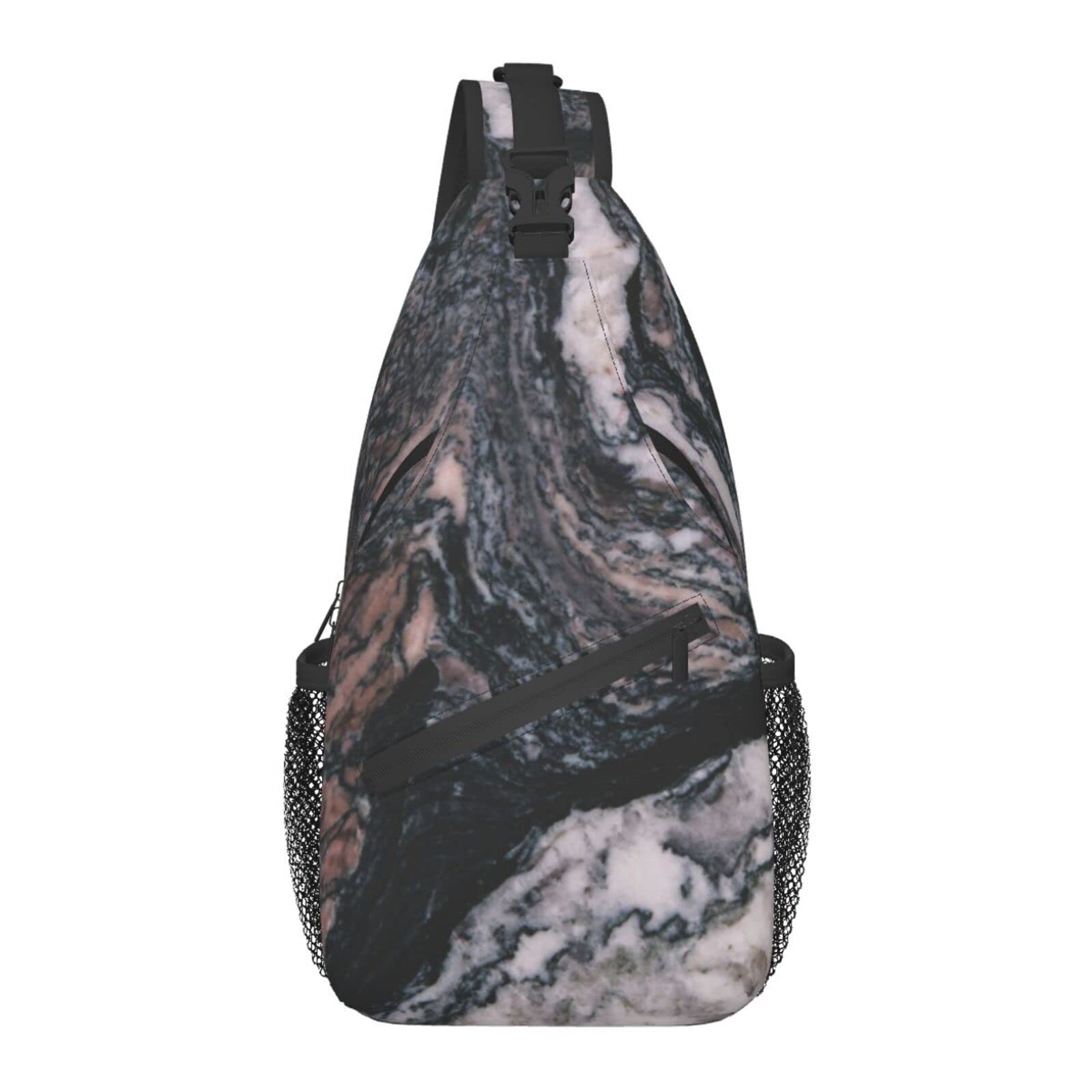 Stylish Marble Texture Crossbody Backpack - Large Sling Bag with Water Bottle Holder for Men & Women | Perfect for Gym, Travel, Hiking & Outdoor Adventures