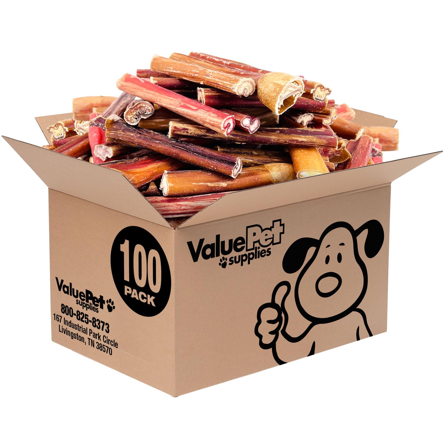 Premium ValueBull Bully Sticks for Dogs - 100% Natural Beef Pizzle Chews, Medium 4-6 Inch, 100 Count Bulk Pack - Grain-Free Single Ingredient Dog Treats, Healthy Rawhide Alternative for Puppies & Adult Dogs - Perfect for Training, Teething Relief & Long-Lasting Dental Chewing