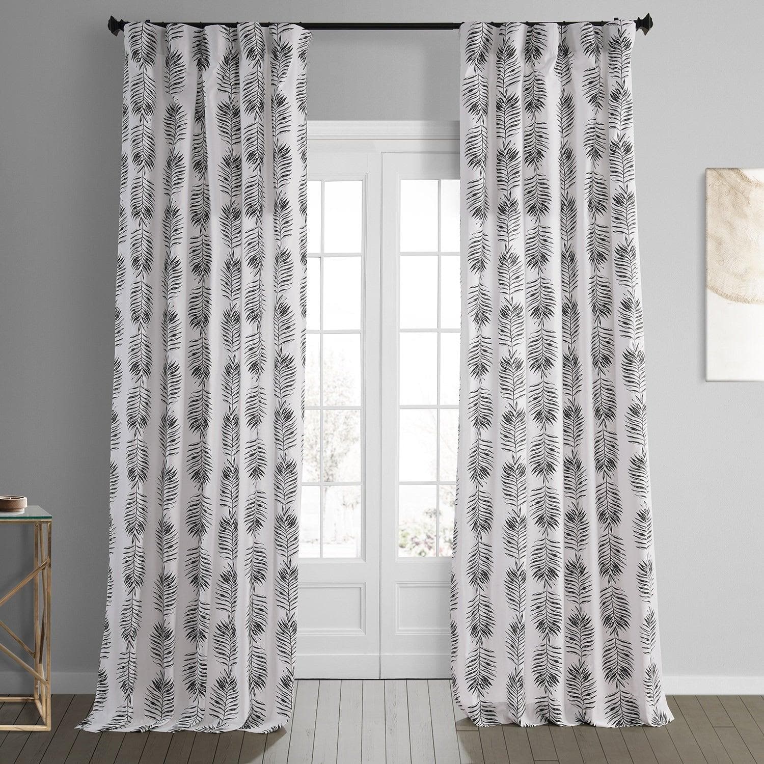 Black Floral Printed Cotton Room Darkening Curtains - Sago Collection | Elegant Window Treatment for Bedroom, Living Room & Home Decor