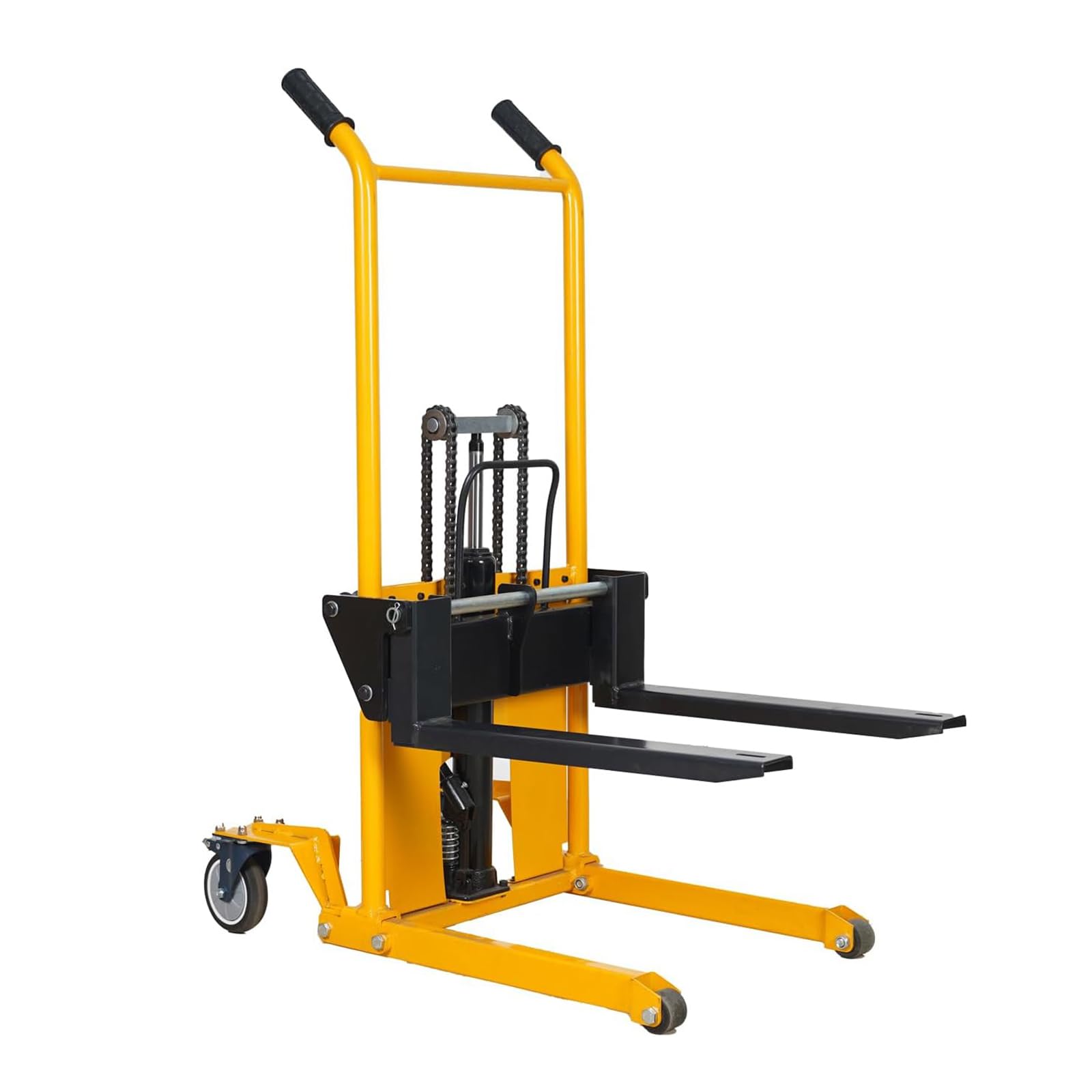 Foldable Hydraulic Pallet Lift Truck - 450 lbs Capacity Manual Stacker with Adjustable Forks & Fixed Legs | 36