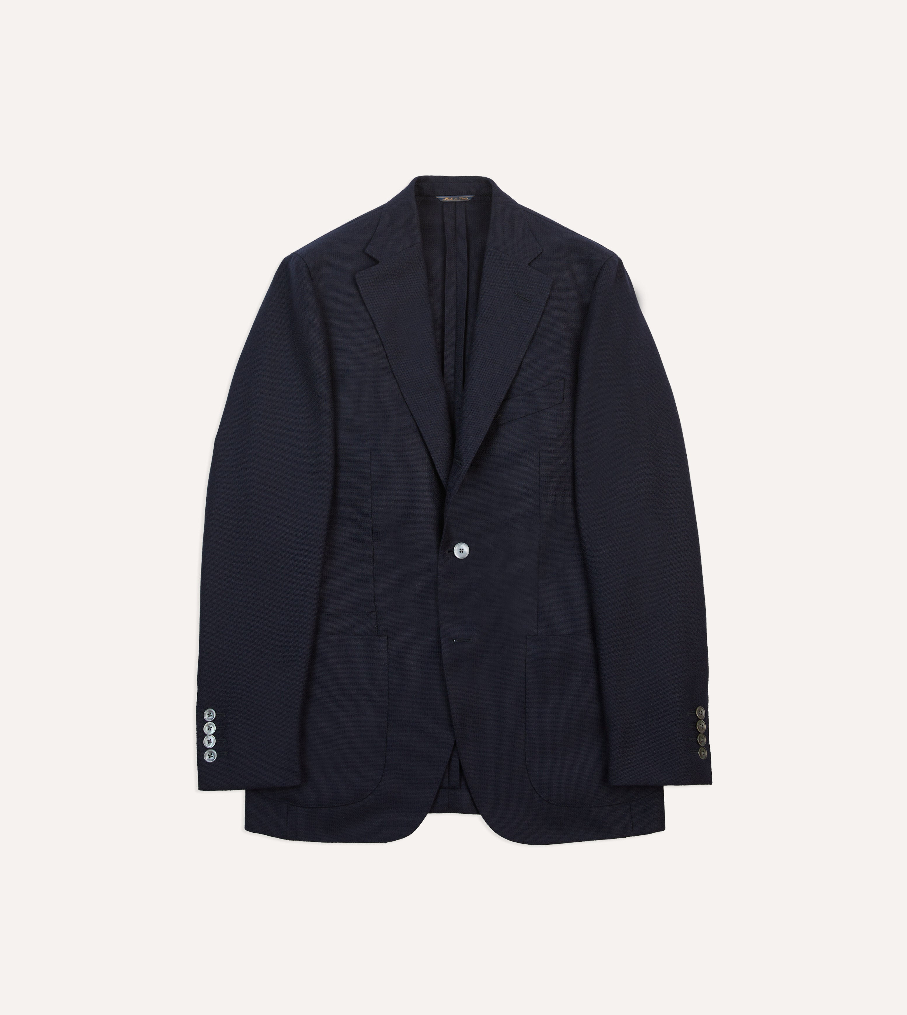 Premium Navy Blue Wool Hopsack Blazer for Men - Classic Business & Formal Wear - Perfect for Office, Weddings & Special Occasions