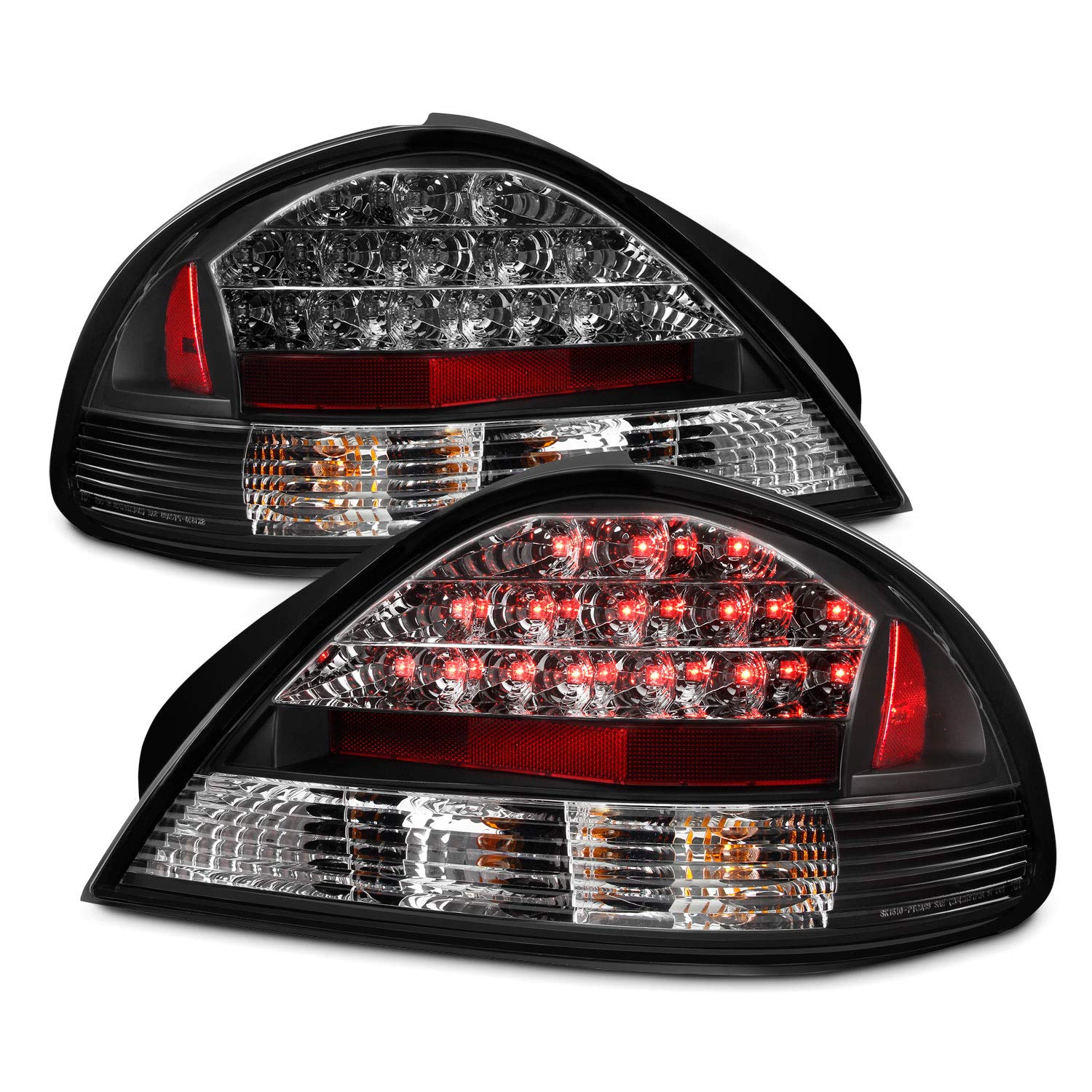 AKKON Black Bezel LED Tail Lights Replacement Pair for 1999-2005 Pontiac Grand AM - Left & Right Brake Lamps - Perfect for Night Driving & Car Customization
