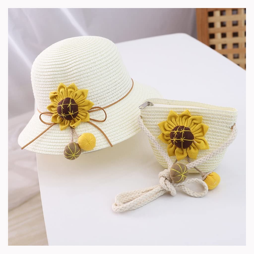 **Cute Princess Straw Woven Bag for Girls - Fashion Mini Messenger Bag & Hat Set - Trendy Kids' Accessories for Beach, Party & School (Color: A)**