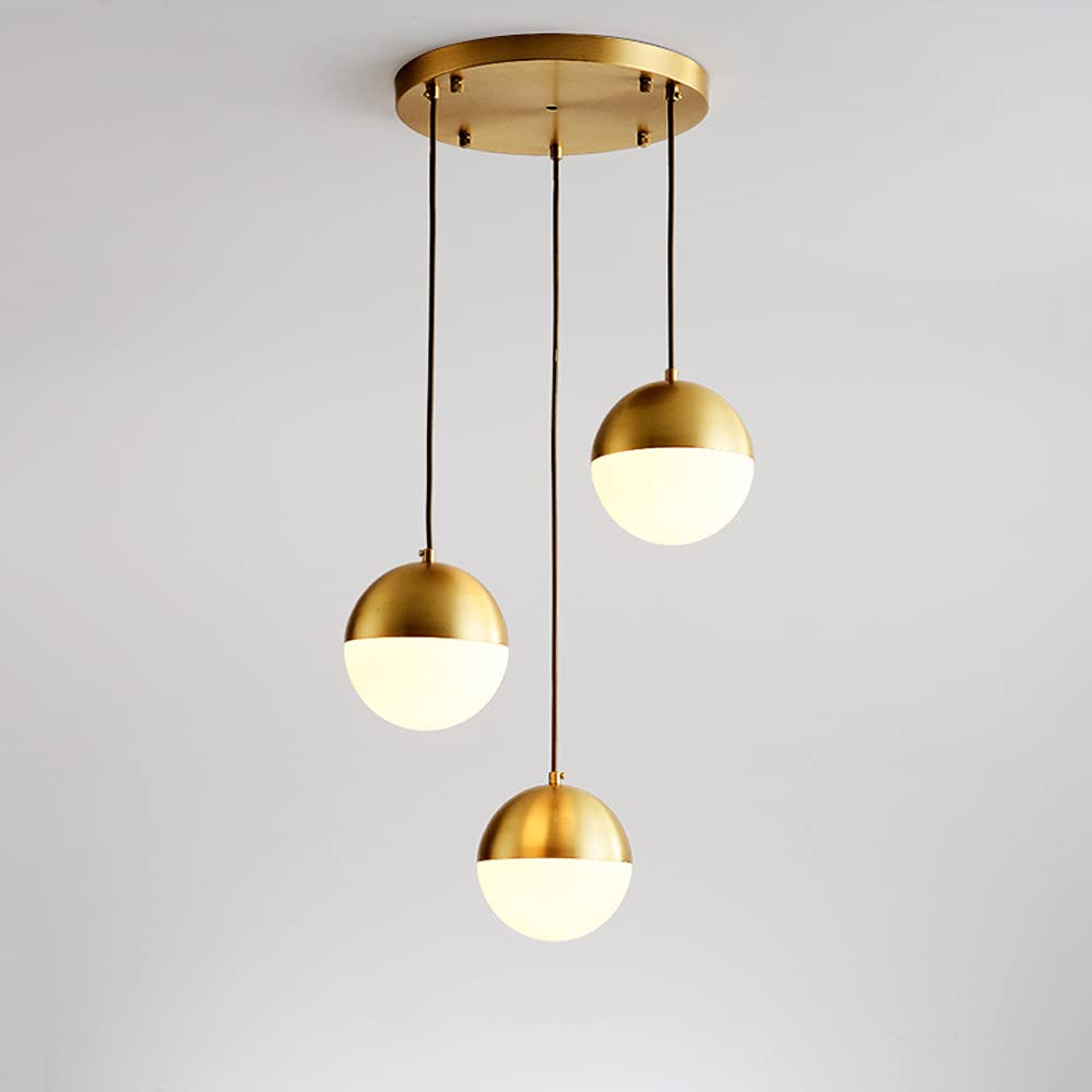 Modern 3-Light Pendant Chandelier with Glass Shades - Kitchen Island & Bedroom Lighting