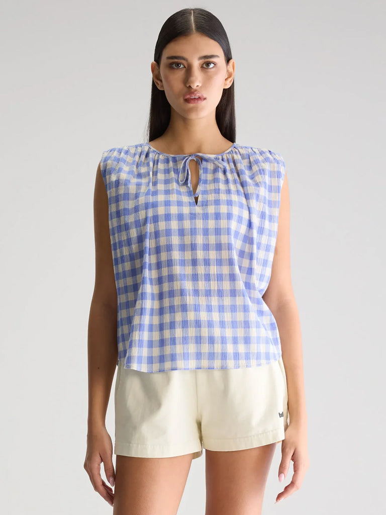 Bellerose Halison Blouse - Women's Blue & White Floral Print Casual Shirt for Work, Date Night & Spring Outfits