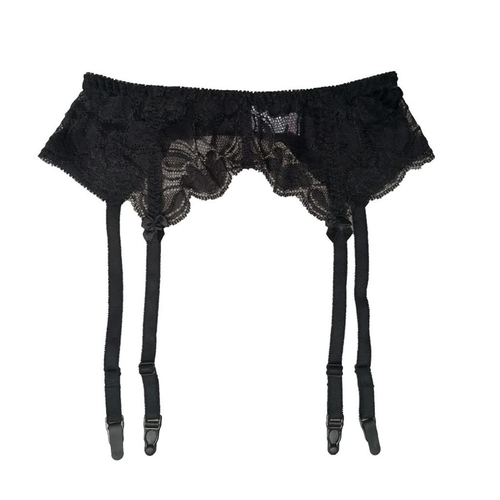 Black Lace Bow Garter Belt for Women - Sexy Lingerie Accessory with Stockings (Large Size) - Perfect for Bridal, Boudoir & Special Occasions