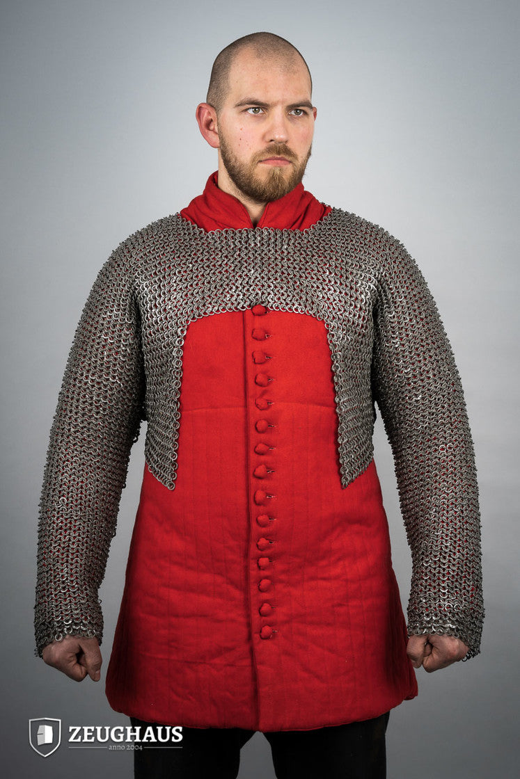 Flat Ring Riveted Chainmail Long Sleeve Shirt - 9mm Oiled Steel Medieval Armor for LARP, Cosplay & Renaissance Faires - B Stock
