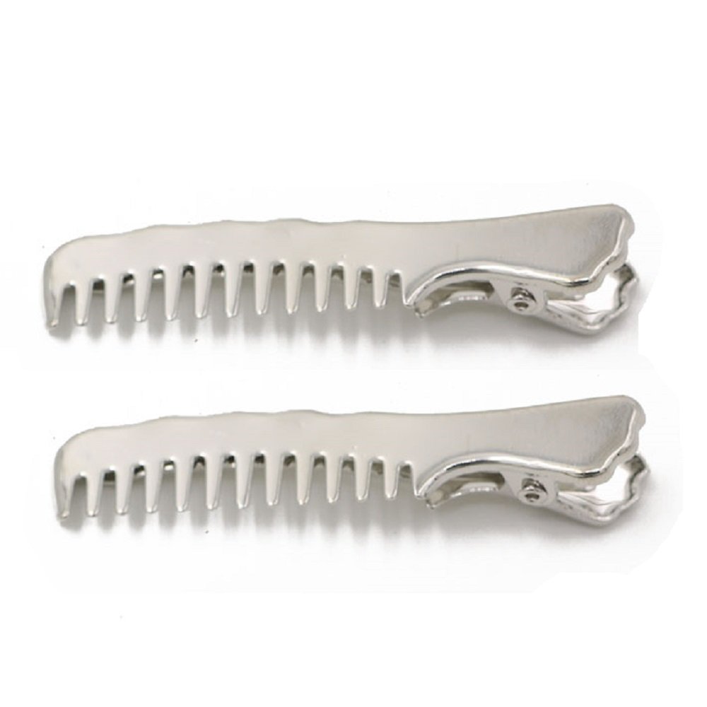 STRIPES® Girls Silver Hair Clips with Comb Design - Perfect for School, Parties & Everyday Hair Styling