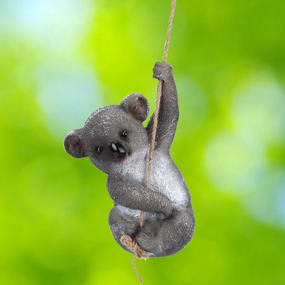 Vivid Koala Swinging Figurine - Handcrafted Garden Decor, Hanging Statue for Parks, Backyards & Community Areas - Perfect for Outdoor Decoration & Wildlife Themed Spaces