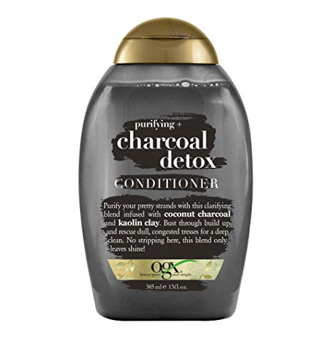 OGX Purifying + Charcoal Detox Conditioner for Damaged Hair - Pack of 4 Bottles (13.6 Fl Oz Each) - Sulfate-Free, Paraben-Free - Deep Cleansing & Hydrating for Daily Hair Care & Salon Results at Home