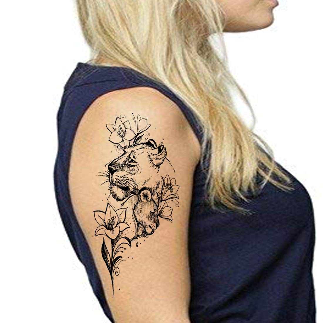 Voorkoms® Waterproof Temporary Tattoos for Men & Women - Tiger & Floral Designs - Perfect for Parties, Festivals, and Costume Events