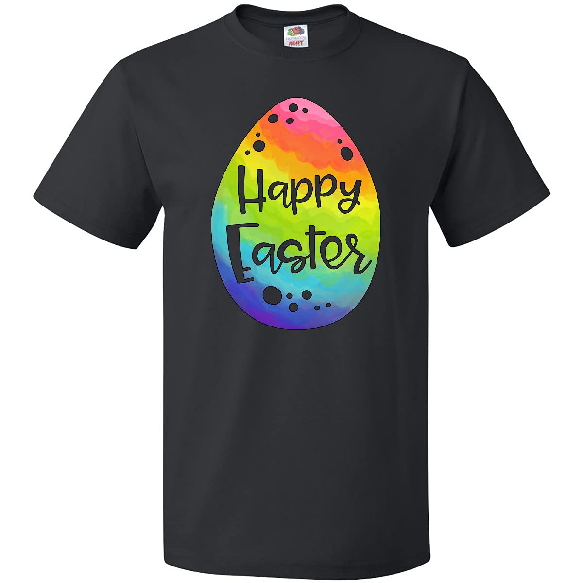Inktastic Happy Easter Rainbow Easter Egg Graphic T-Shirt - Fun Holiday Tee for Easter Celebrations, Egg Hunts & Spring Festivals