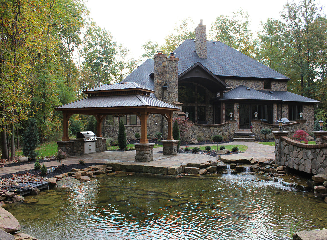 Premium Cascade Wood Pavilion - Outdoor Garden Gazebo with Waterproof Roof for Patio, Backyard, and Wedding Events | Perfect for Relaxation, Entertaining, and Outdoor Gatherings