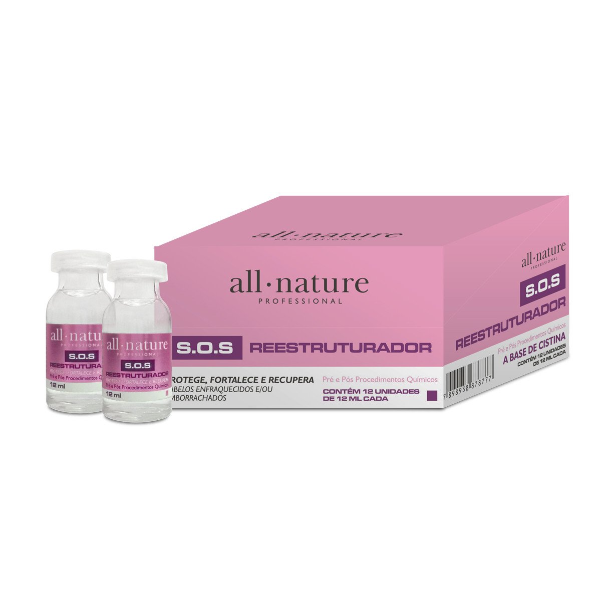 Cystine SOS Hair Restructurer - Strengthening & Recovery Treatment, 12x12ml, All Natural | For Damaged, Dry & Frizzy Hair Repair