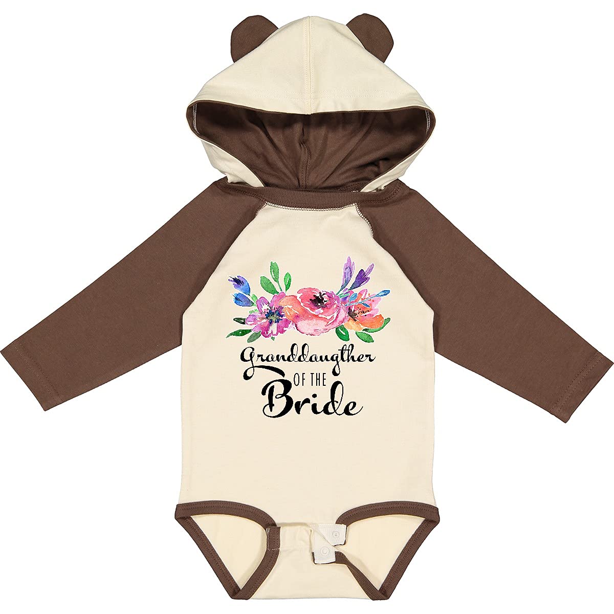 Inktastic Granddaughter of the Bride with Bouquet Long Sleeve Creeper - Perfect for Wedding Parties, Family Photos & Special Occasions