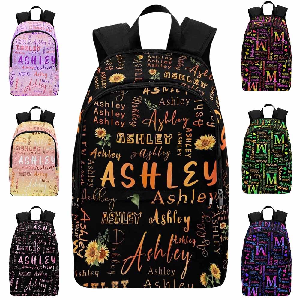 **Personalized Shoulder Backpack with Custom Name - Orange Gradient Butterfly Design, Casual Daypack for Women & Teens | Perfect for Camping, Shopping, School & Travel**