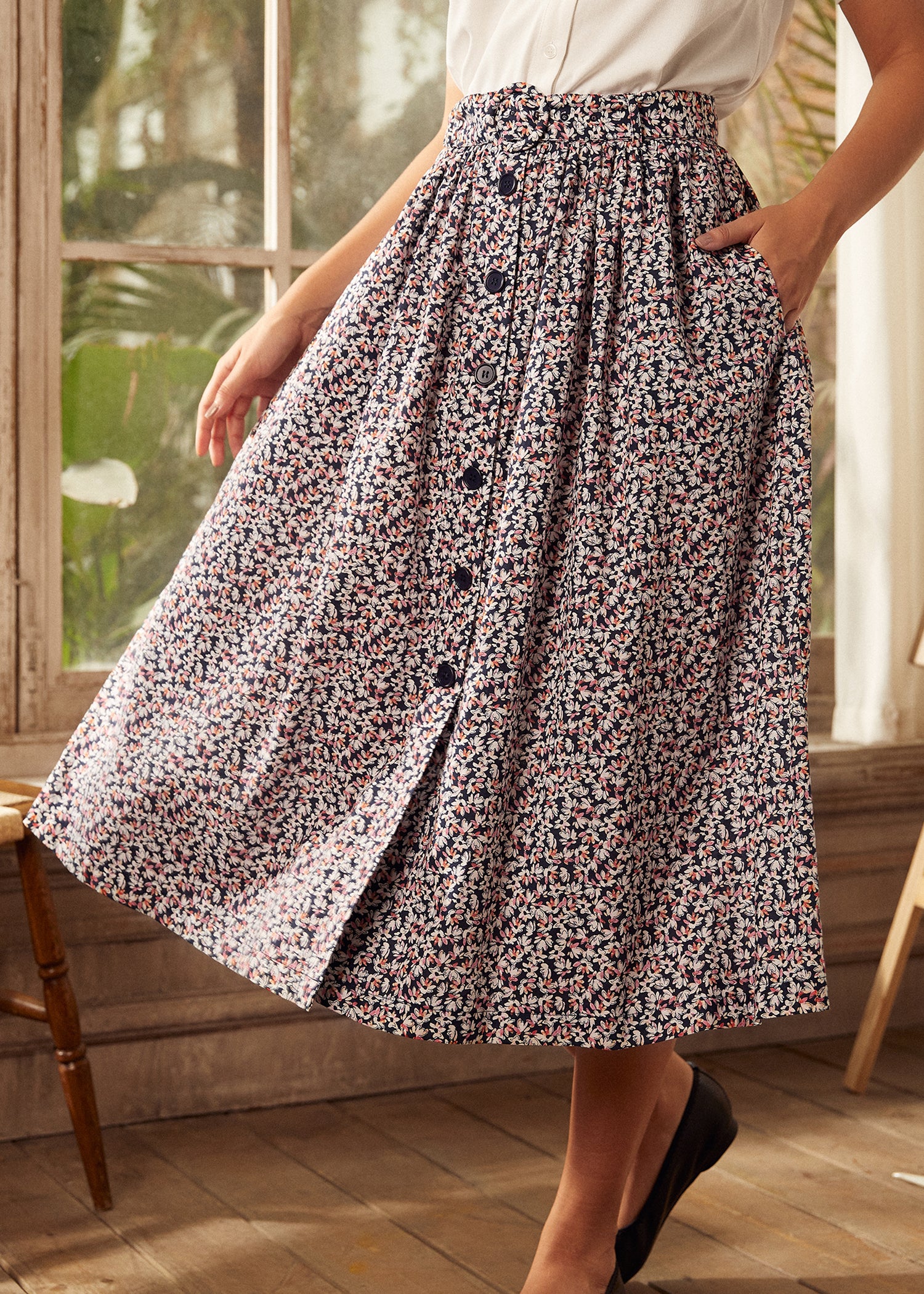 Daylight Saunter Skirt - Women's Flowy Midi Skirt with Pockets | Perfect for Spring & Summer Outfits, Beach Vacations & Casual Wear