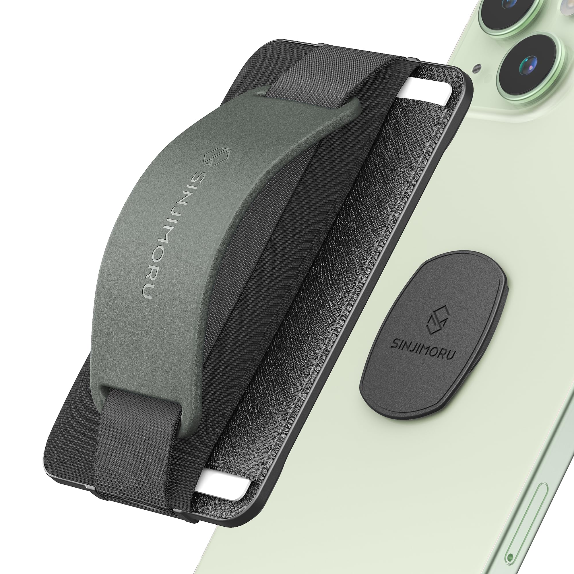 Sinjimoru Detachable Phone Wallet with Card Holder - Multi-Function Phone Stand & iPhone Grip for Wireless Charging (Not for MagSafe) - Perfect for Travel, Shopping & Everyday Use - Sinji Mount B-Grip